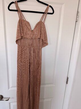 Gold Metallic Pleated Jumpsuit – Size Small (Charlotte Russe)